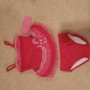Isobella & Chloe 2 piece tankini red with ruffles NWT boutique swimwear